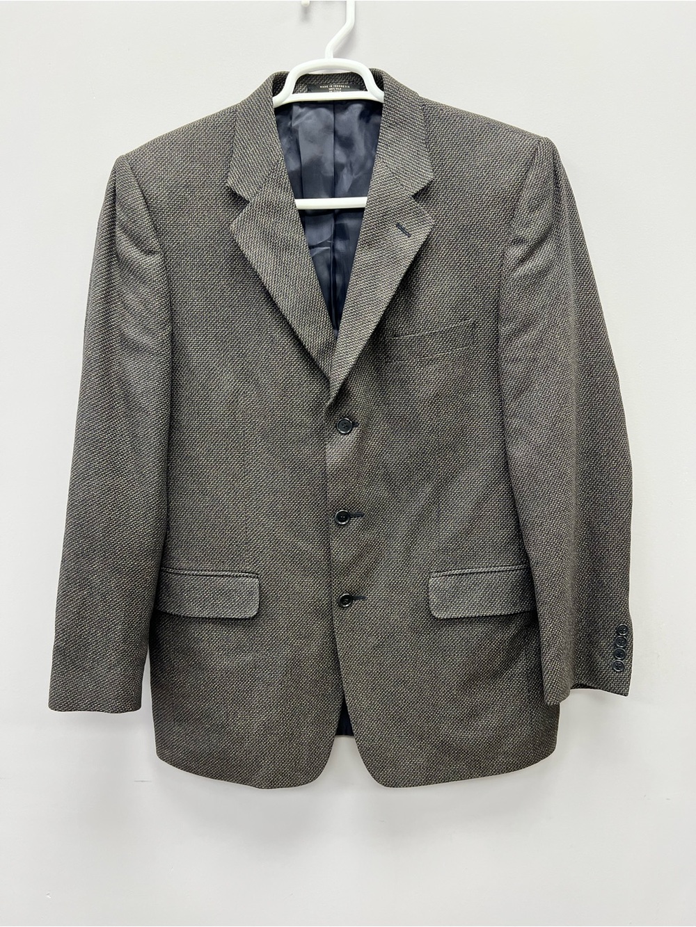 Versini 100% Silk Italian Classic Men's Brown & Navy Herringbone Blazer 41L